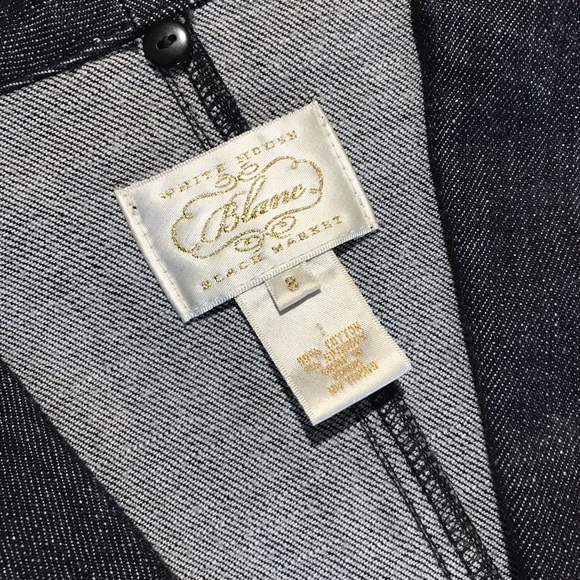 Women’s WHITE HOUSE | BLACK MARKET Dark Blue Denim Jean Jacket Blazer EUC Sz 8 - Picture 3 of 14